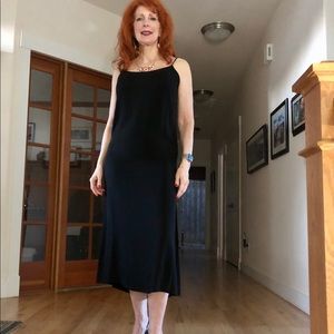 Eileen Fisher black silk unlined dress